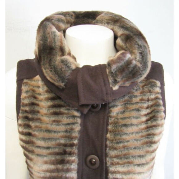 JAVIER SIMORRA brown faux fur vest size 4 - Picture 4 of 8